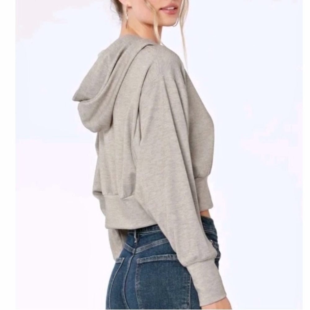 Bobi Los Angeles Lightweight Cropped Hoodie Gray Small